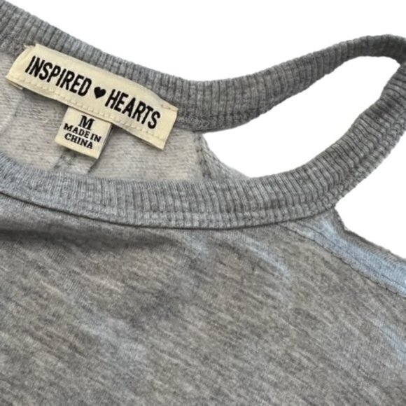 BUNDLE 3 FOR $18- NWT Inspired Hearts Grey Sweatshirt Off Shoulder Junior MED - Picture 3 of 12
